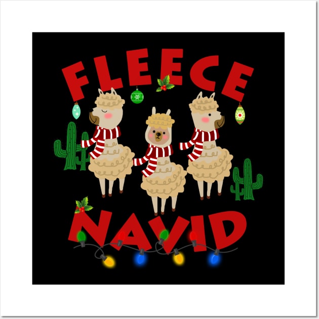 Fleece Navidad Llama Christmas Lights Funny Cute Xmas Gift Wall Art by EduardjoxgJoxgkozlov